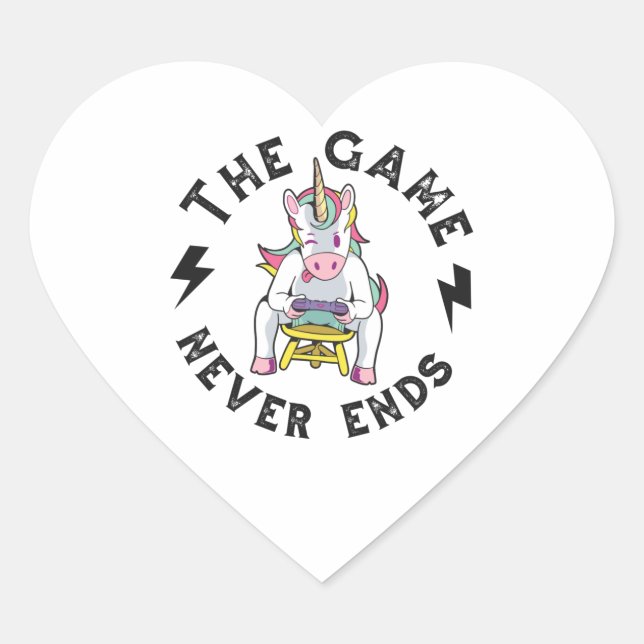 The Game never ends for Unicorns Heart Sticker (Front)