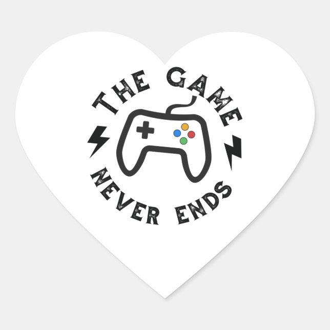 The Game never ends Heart Sticker (Front)