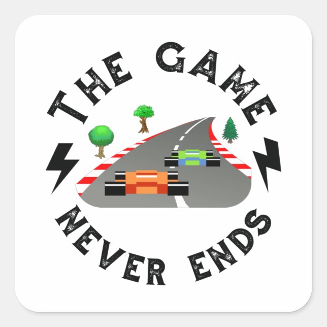 The Game never ends Square Sticker (Front)