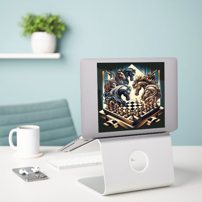 The game of knights – chess meets fantasy (Laptop On Desk)