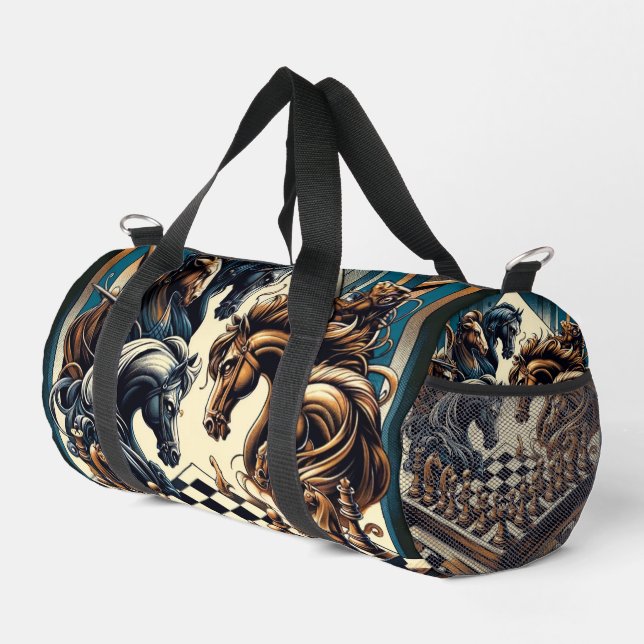 The game of knights – chess meets fantasy duffle bag (Right Corner)