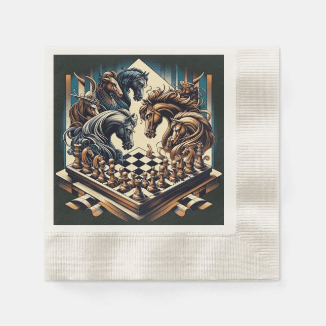 The game of knights – chess meets fantasy napkin (Front)