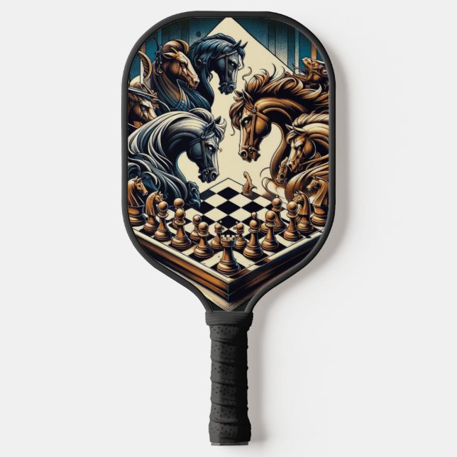 The game of knights – chess meets fantasy pickleball paddle (Front)