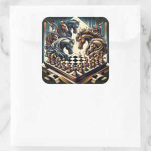 The game of knights – chess meets fantasy square sticker