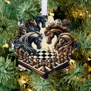 The game of knights – chess meets fantasy tree decoration card