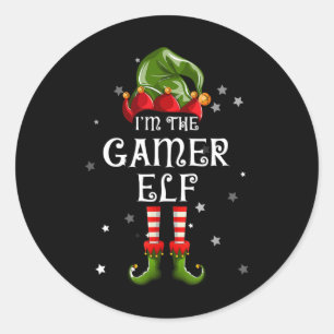The Gamer Elf Fun Christmas Matching Family Classic Round Sticker