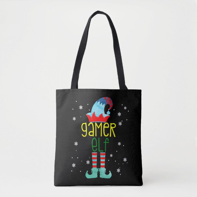 The Gamer Elf Funny Merry Christmas Family Xmas Tote Bag (Front)