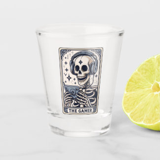 The Gamer Skeleton Tarot Card Shot Glass