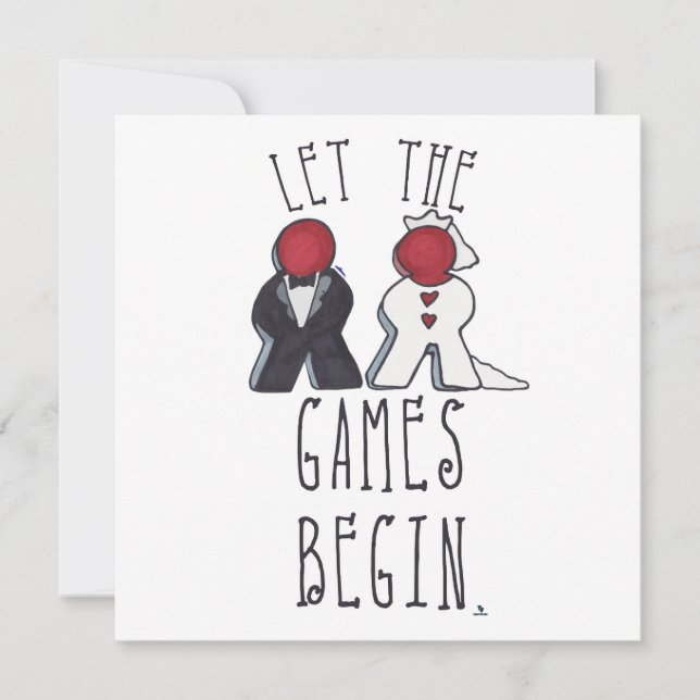 The Games Begin Meeple Wedding Art Announcement (Front)