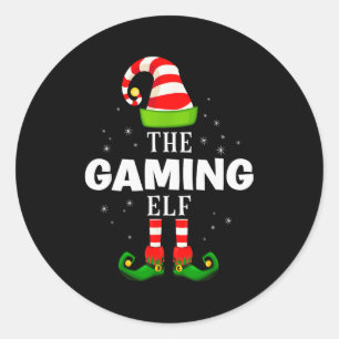 The Gaming Elf Christmas Pjs Matching Pajama  Classic Round Sticker