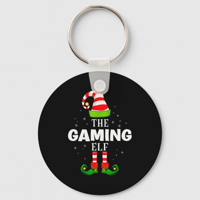 The Gaming Elf Christmas Pjs Matching Pajama  Key Ring (Front)