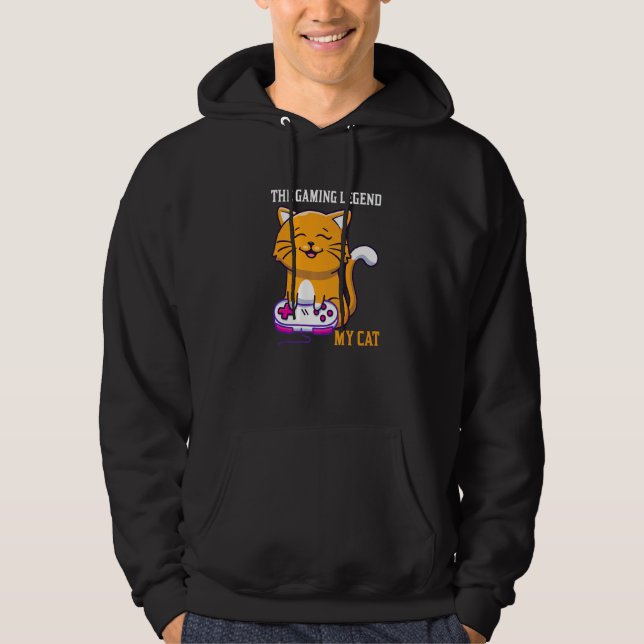 The Gaming Legend My Cat Gamer Kitten Cute Meme   Hoodie (Front)