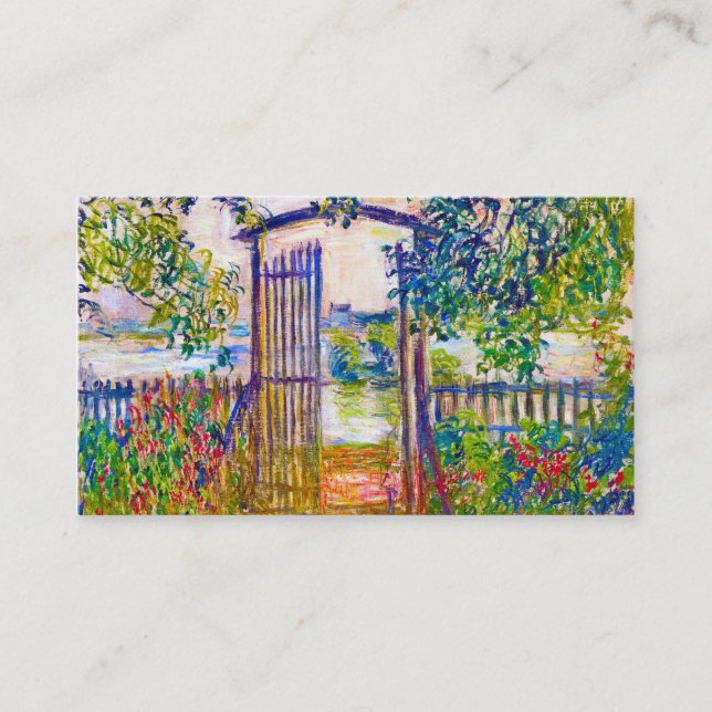 The Garden Gate at Vetheuil Claude Monet painting Business Card (Front)