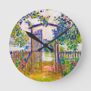 The Garden Gate at Vetheuil Claude Monet Round Clock