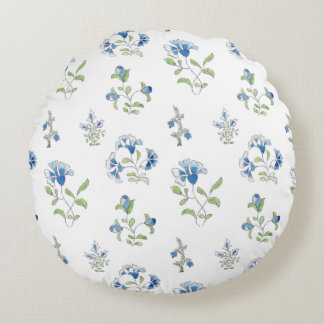 The garden in blues round cushion