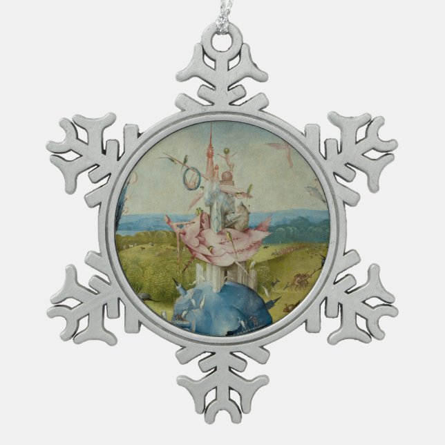 The Garden of Earthly Delights Snowflake Pewter Christmas Ornament (Front)