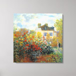 The Garden of Monet at Argenteuil Fine Art 24 x 24 Canvas Print<br><div class="desc">The Garden of Monet at Argenteuil is an Impressionism landscape painting by French artist,  Claude Monet c. 1873,  showing a beautiful garden with he and his wife standing together in the background.</div>