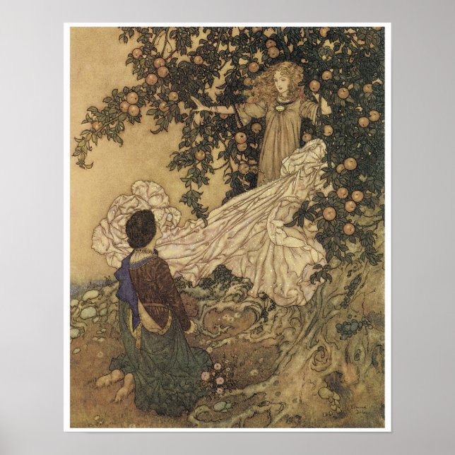 The Garden Of Paradise, Vintage Fairy Painting Poster (Front)