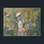 The Garden Path | Frederick Carl Frieseke Postcard<br><div class="desc">The Garden Path by Frederick Carl Frieseke (American, 1874–1939) is a radiant Impressionist scene featuring a woman with a parasol walking leisurely through a lush, flower-filled garden. Bathed in dappled sunlight, the landscape bursts with vibrant colours and textured blooms, capturing the fleeting beauty of nature and the elegance of quiet,...</div>