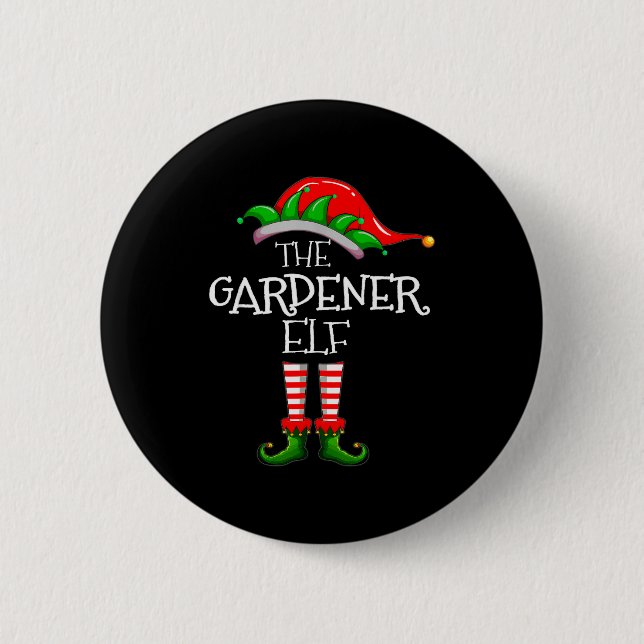 The Gardener Elf Matching Family Group Christmas P 6 Cm Round Badge (Front)