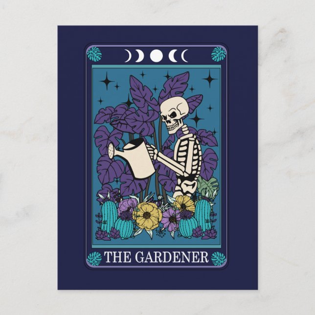 The Gardener Funny Tarot Garden Postcard (Front)