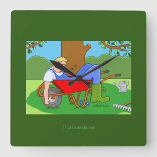 The Gardener Square Wall Clock