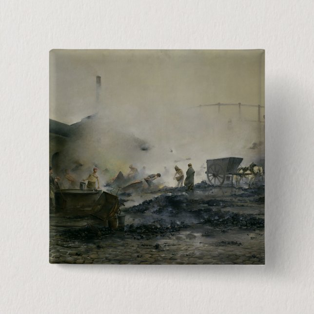 The Gas Factory at Courcelles, 1884 15 Cm Square Badge (Front)
