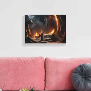 The Gate of the Fire Realm: A Hero’s Confrontation Canvas Print