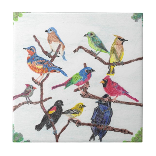 The Gathering Colourful Songbirds Tile (Front)