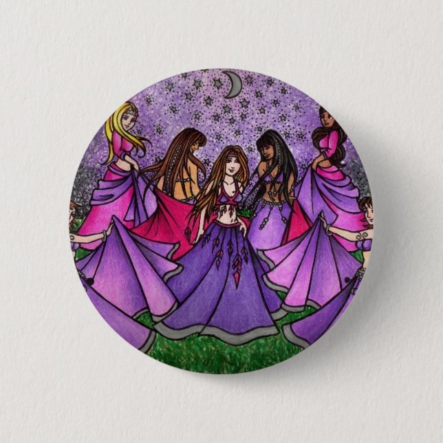The Gathering of Belly Dancers in Purple 6 Cm Round Badge (Front)