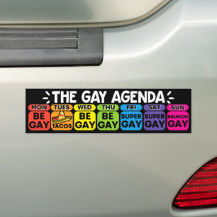 The Gay Agenda Funny LGBT Bumper Sticker