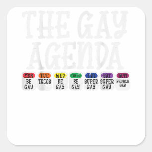 The Gay Agenda Funny Straight Ally LGBTQ Gay Pride Square Sticker
