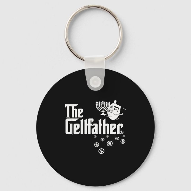 The Geltfather Hanukkah Gelt Dreidel Jewish Dad Me Key Ring (Front)