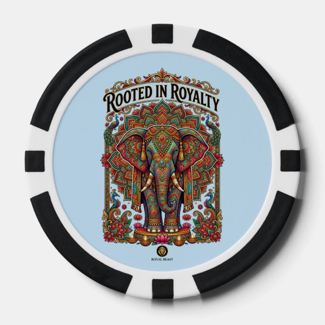 The Gentle Giant: Artistic Elephant Design Poker Chips (Front)