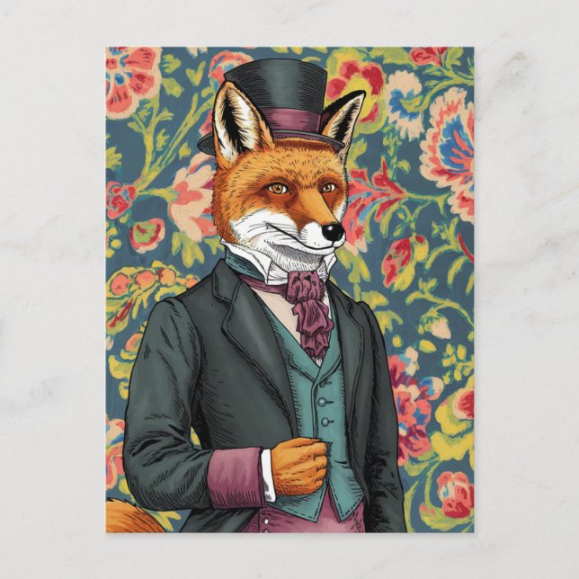 The Gentleman Fox Blue Purple Suit Postcard (Front)