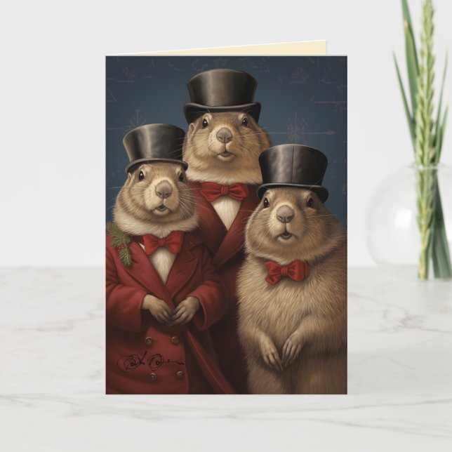 The Gentleman Groundhogs Holiday Card (Front)