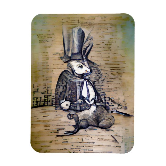 The Gentleman Rabbit  Magnet (Vertical)