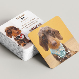 The George   Modern Custom Double Photo QR Code Square Business Card
