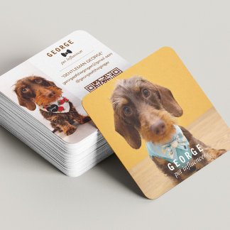 The George | Modern Custom Double Photo QR Code Square Business Card