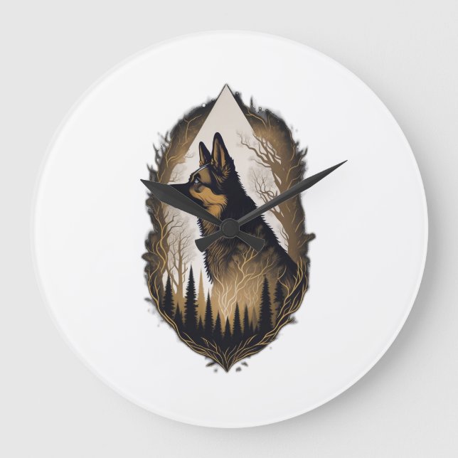 The German Shepherd 003 Large Clock (Front)