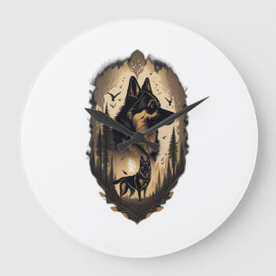The German Shepherd 005  Large Clock