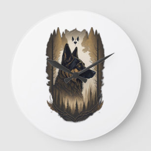 The German Shepherd 008  Large Clock