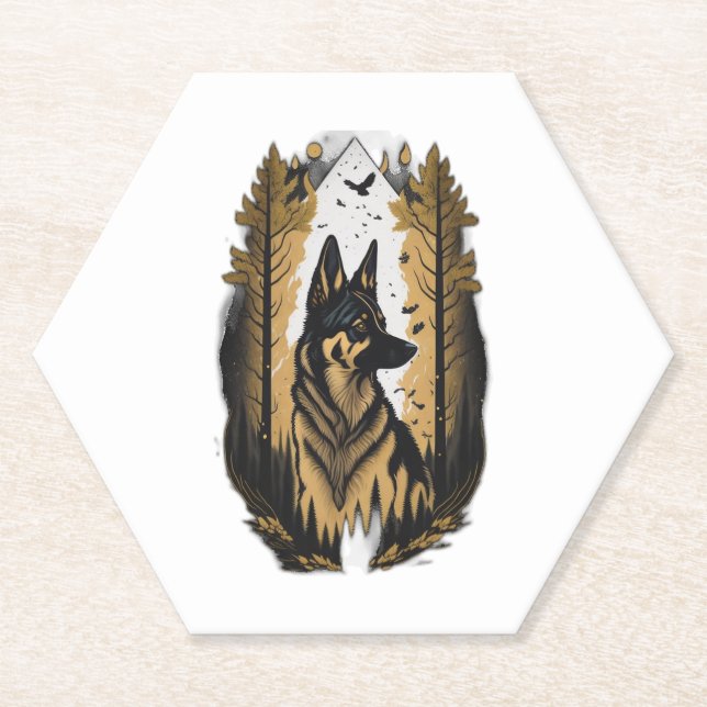 The German Shepherd 009  Paper Coaster (Front)