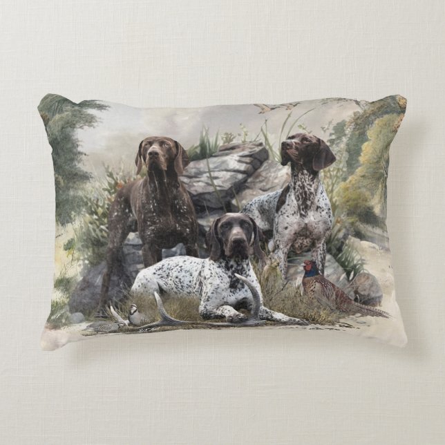 The German Shorthaired Pointer or Deutsch Kurzhaar Decorative Cushion (Front)