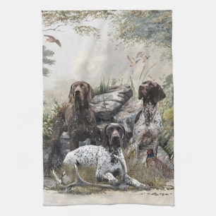 The German Shorthaired Pointer or Deutsch Kurzhaar Tea Towel