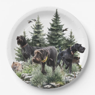 The German Wirehaired Pointers, Art Paper Plate