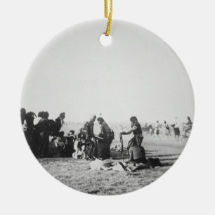 The Ghost Dance, South Dakota, 1890 (b/w photo) Ceramic Tree Decoration