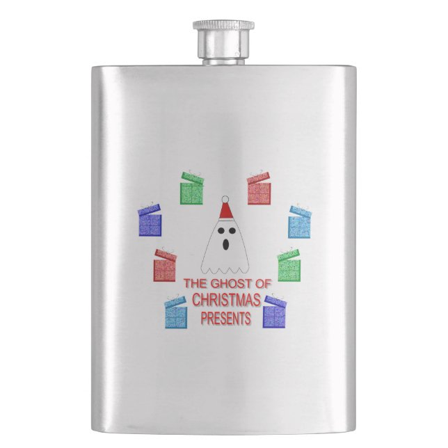 The Ghost of Christmas Presents Funny Hip Flask (Front)