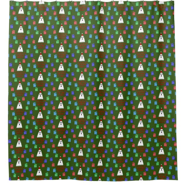 The Ghost of Christmas Presents Funny Shower Curtain (Front)