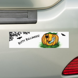 The Ghost of Halloween , Bat , Ghost and Spider Bumper Sticker
